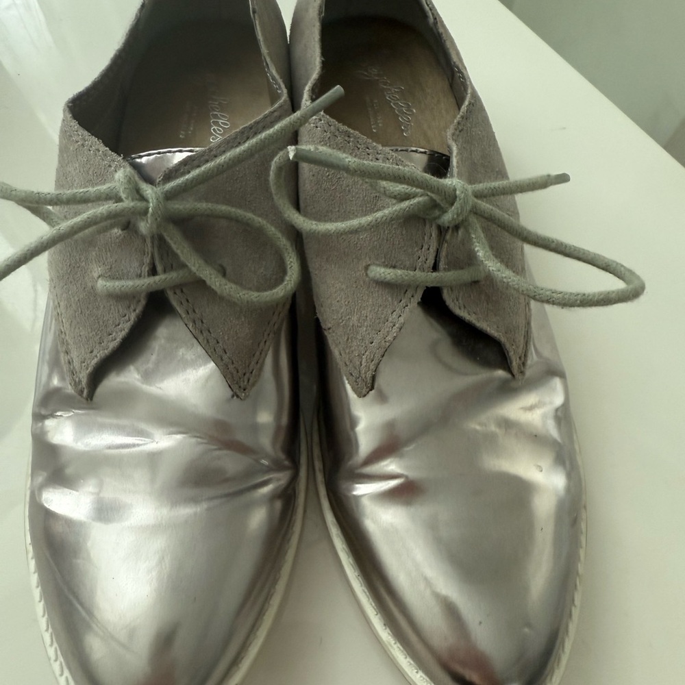 Seychelles Metallic Silver Lace-Up Flats